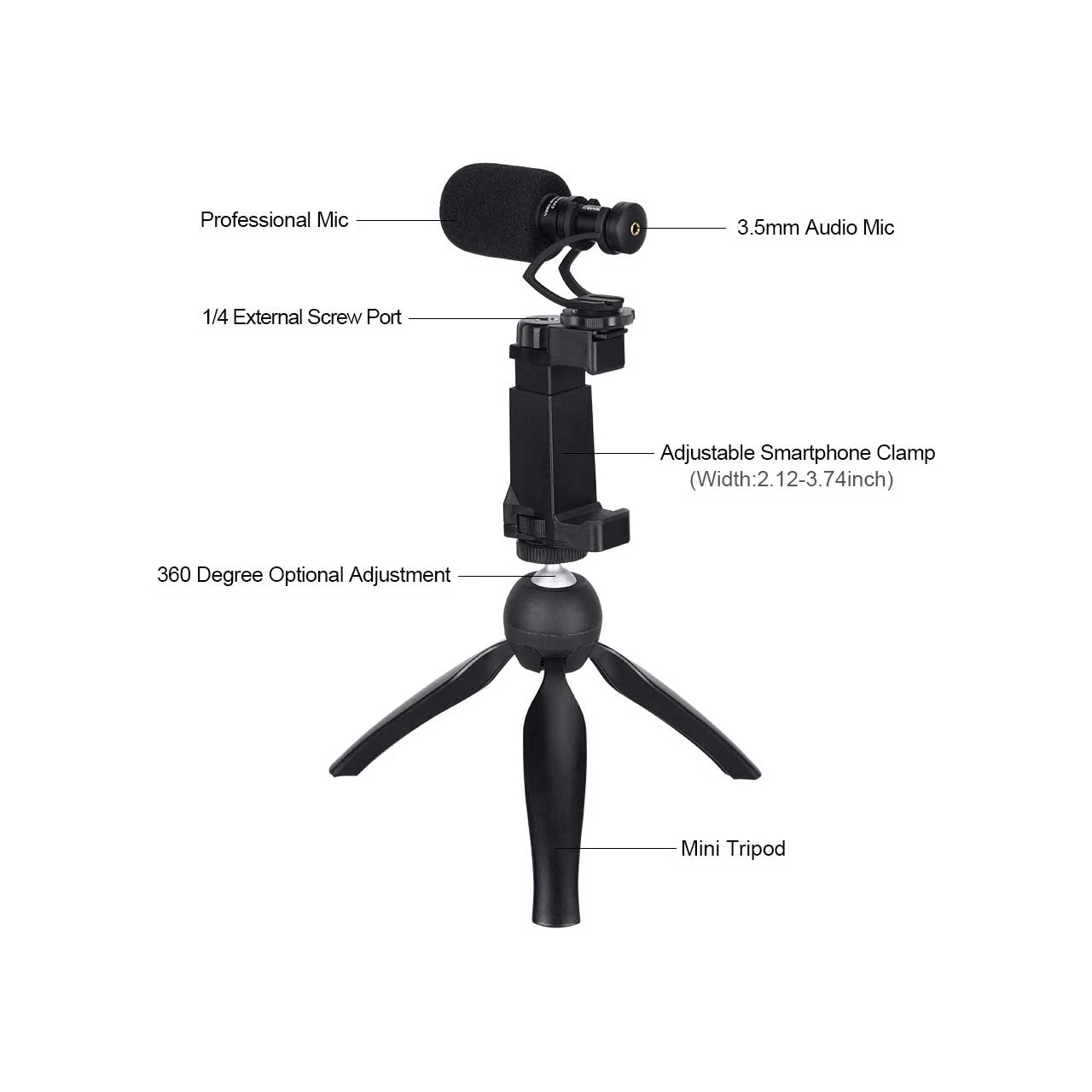 Comica CVM-VM10-K2 On-Camera Directional Cardioid Mic With Phone Holder 2 Comica CVM-VM10-K2 On-Camera Directional Cardioid Mic With Phone Holder - Image 2