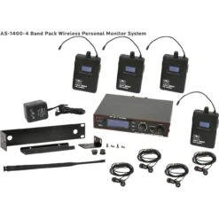 Galaxy Audio AS-1400-4M Wireless In-ear Monitor System With 1 Transmitter/4 Receivers/4 Earbuds - M Band 516-558MHz