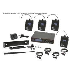 Galaxy Audio AS-1400-4P Wireless In-ear Monitor System With 1 Transmitter/4 Receivers/4 Earbuds - P Band 470-505MHz