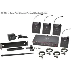 Galaxy Audio AS-950-4P2 Wireless In-ear Monitor System With 4 Receivers/4 Earbuds/Rackmount Kit - P2 Band 470-489MHz