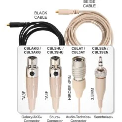Galaxy HSM4-OBG-4AT Economical Dual Ear Omni-Directional Headset Mic - 4 Beige Gen1 CW Audio-Technica Connector Cables -Microphone Shop GXY HSM4 OBG 4AT 2