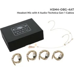 Galaxy HSM4-OBG-4AT Economical Dual Ear Omni-Directional Headset Mic - 4 Beige Gen1 CW Audio-Technica Connector Cables -Microphone Shop GXY HSM4 OBG 4AT 3