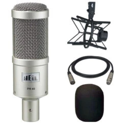 Heil PR40 Mic With PRSM-B Shock Mount And Windscreen And 15ft Mic Cable