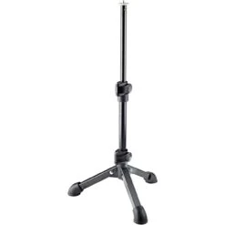 K&M 23150-100-55 Telescopic Tabletop Mic Stand - 1/4 Inch Threaded Connector - Black - 9 To 16 Inch Height