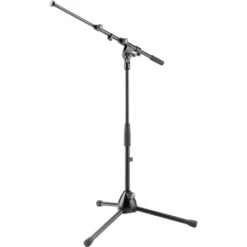 K&M 259 Low-Level Tripod Telescopic Microphone Stand With Foldable Legs And 2-Piece Boom Arm - Black
