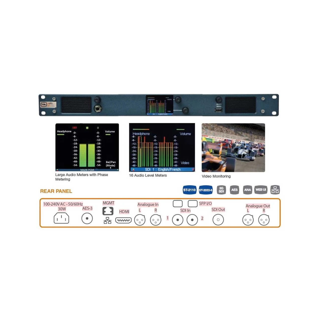 TSL Products MPA1-SOLO-IP 1RU SDI And IP Audio Monitor With 16 Level Meters 1 TSL Products MPA1-SOLO-IP 1RU SDI And IP Audio Monitor With 16 Level Meters